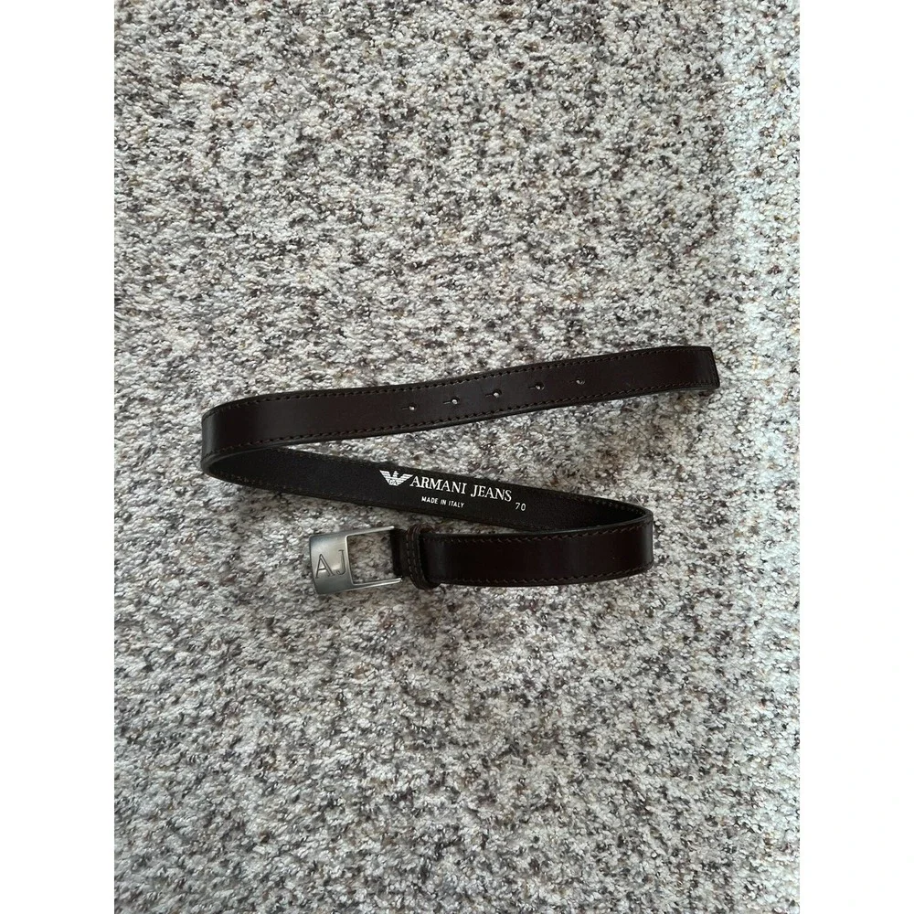 Armani Jeans AJ New Belt Leather ITALY Man Chocolate Brown Sz 70/28-32, 1